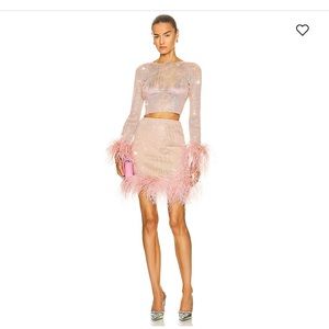 Worn Once Santa Brands Pink Feather shirt and skirt set XS